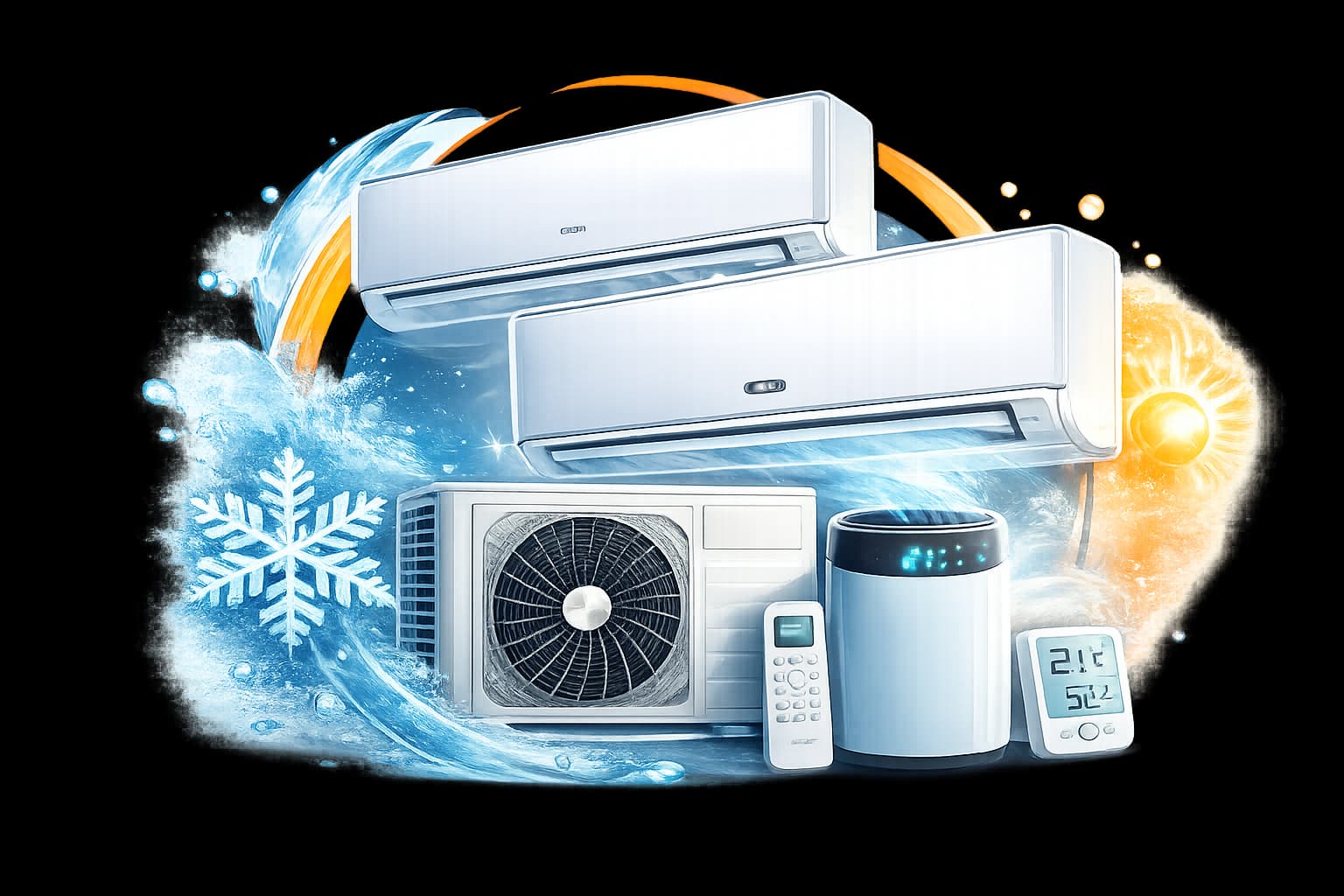 Climatizzatore a parete moderno installato in salotto